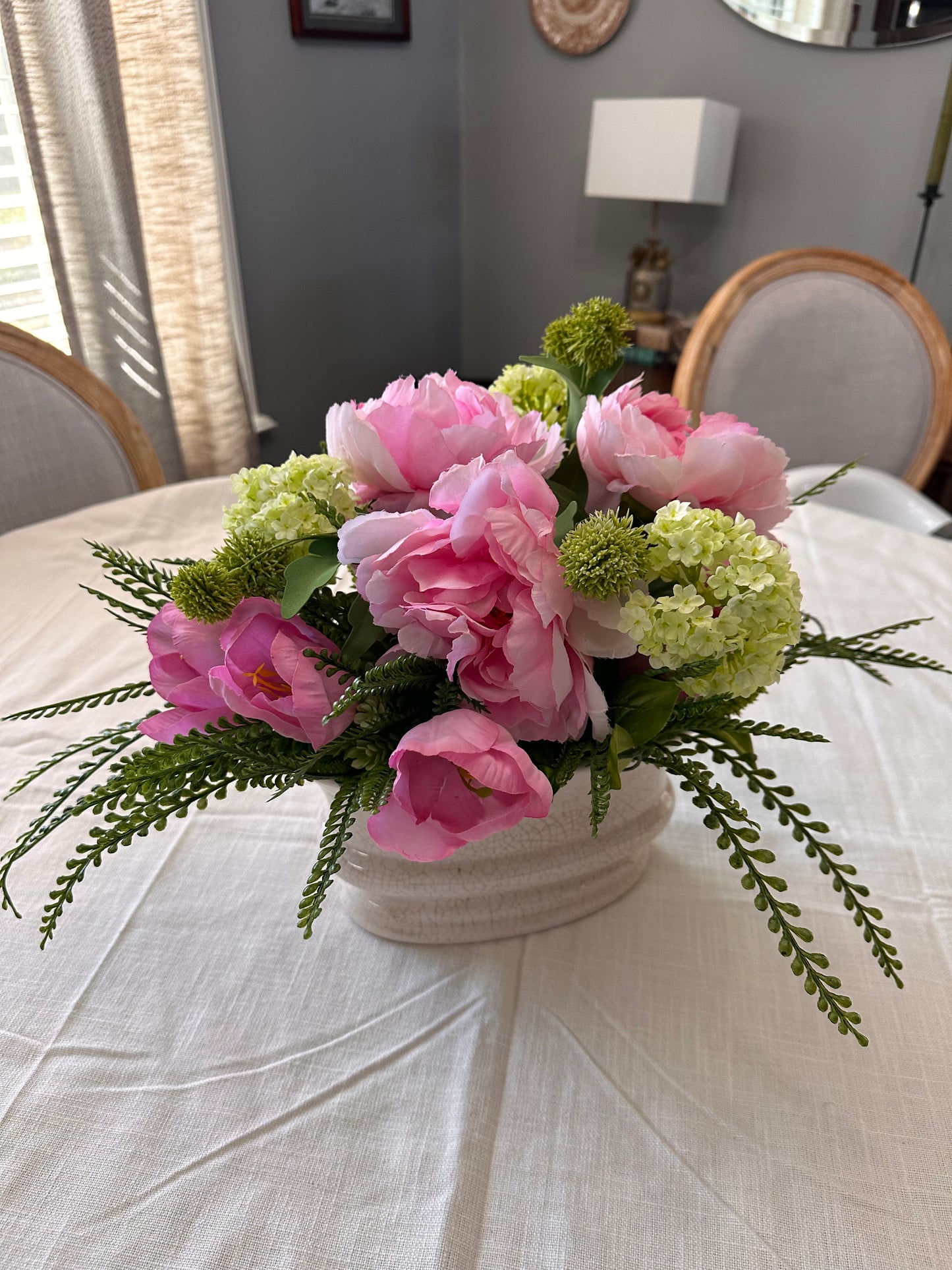 Spring Peony, Hydrangea and Tulip Floral Arrangement
