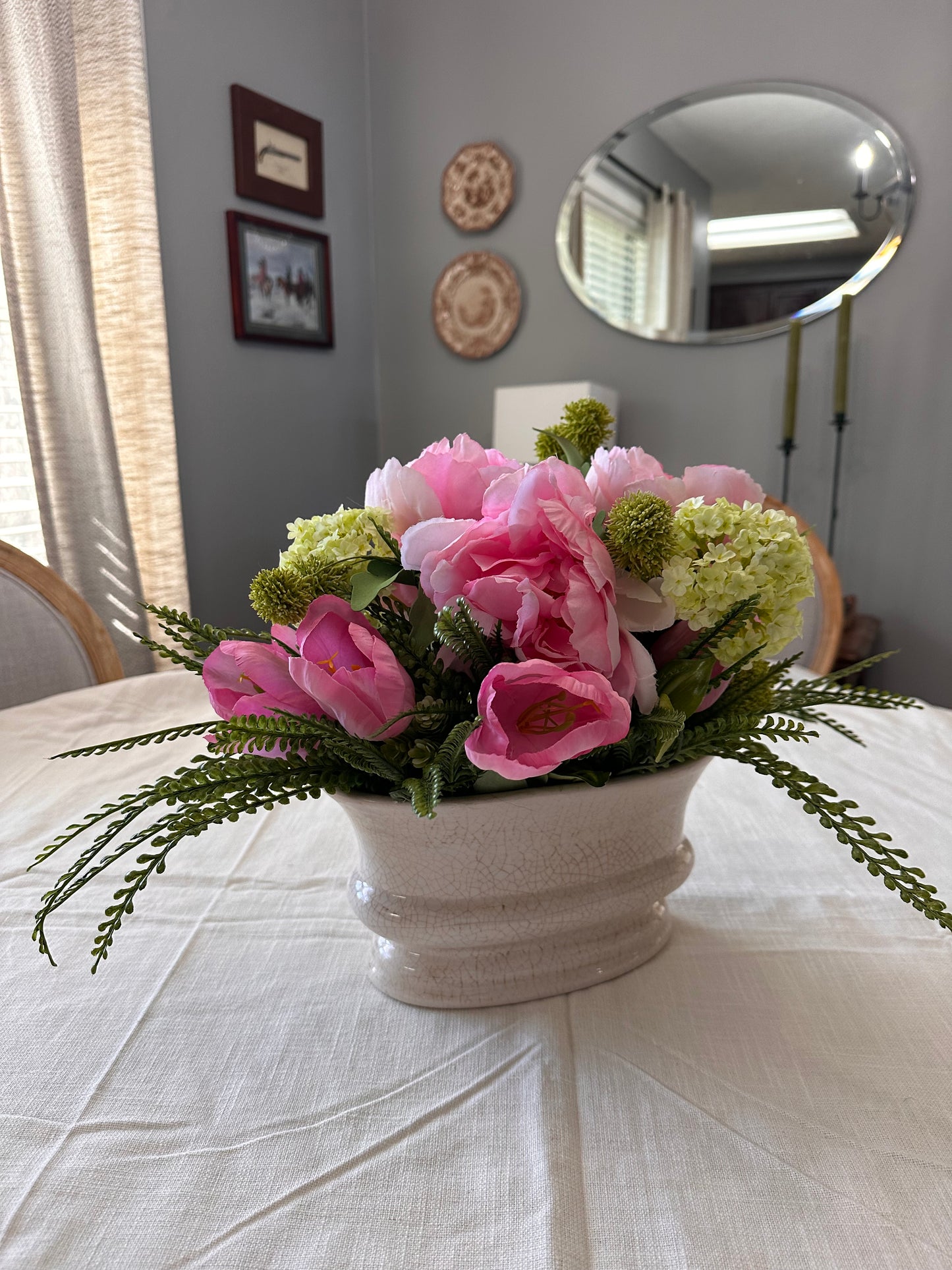 Spring Peony, Hydrangea and Tulip Floral Arrangement