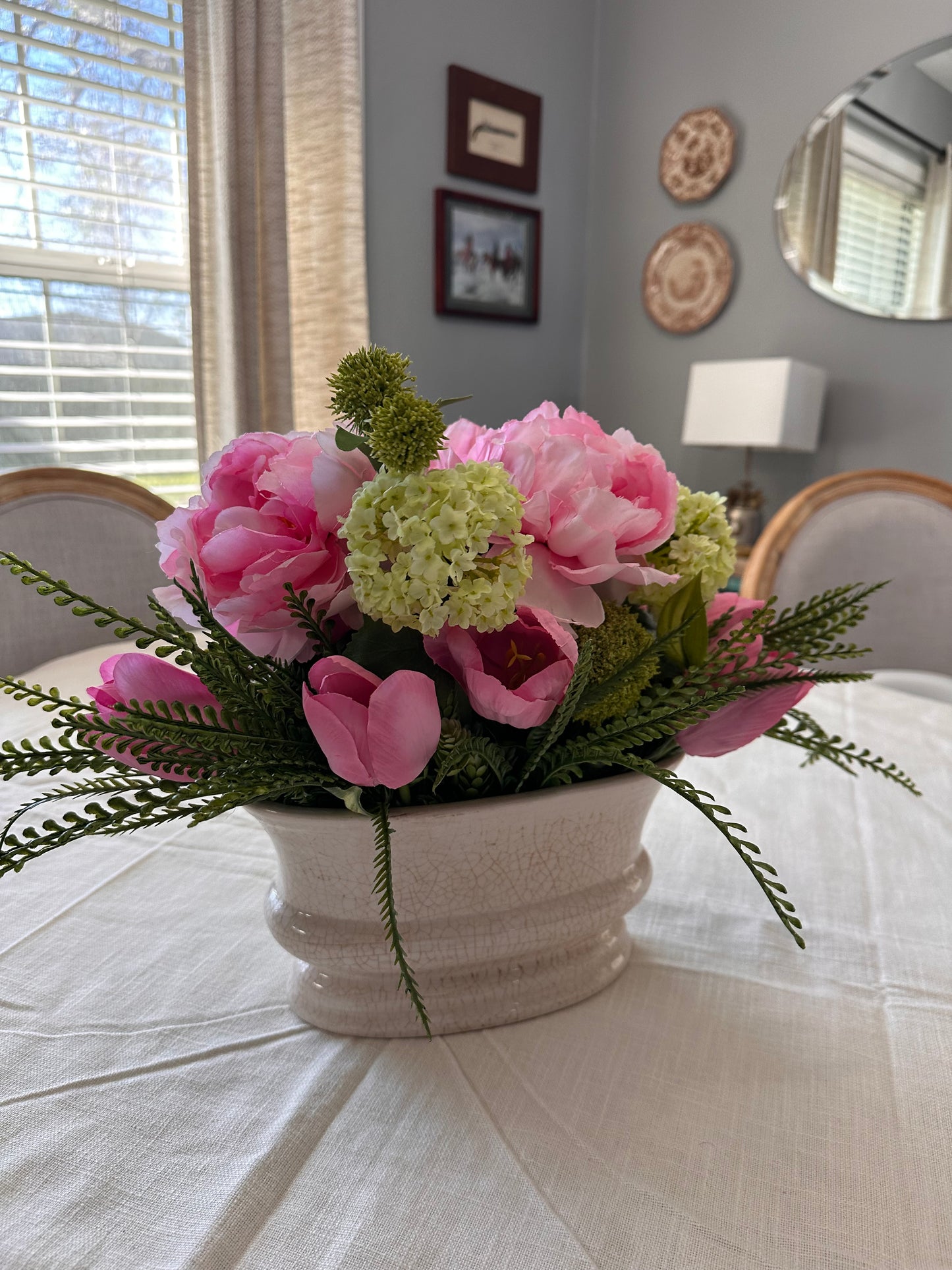 Spring Peony, Hydrangea and Tulip Floral Arrangement