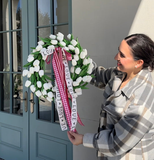 Pink Gingham and Love Valentines Ribbon